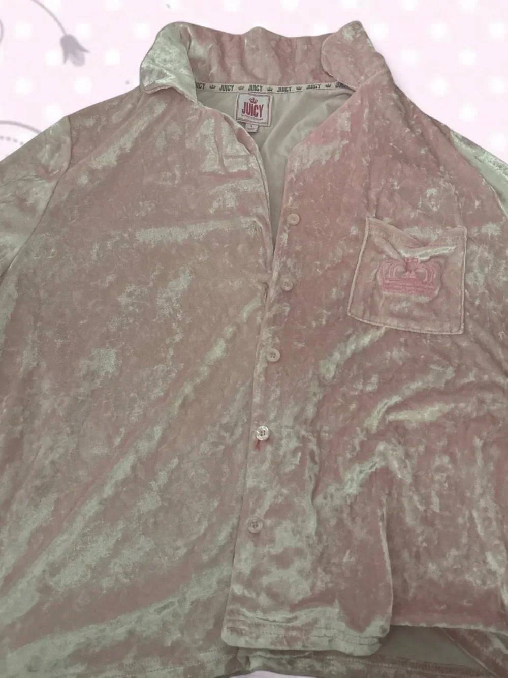 Juicy Couture Blush Pink Crushed Velvet Loungewear Set